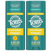 Tom's of Maine Coconut Mango Aluminum Free Natural Deodorant For Women & Men | Goes on Clear | Odor & Wetness Protection |...