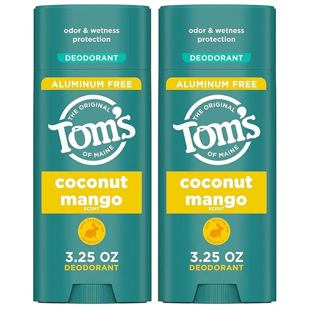 Tom's of Maine Coconut Mango Aluminum Free Natural Deodorant For Women & Men | Goes on Clear | Odor & Wetness Protection |...