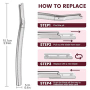 Eyebrow Razor and Face Razor for Women, Reusable Metal Handle with 12 Refill Blades and Protective Silicone Cap, Eyebrow H...