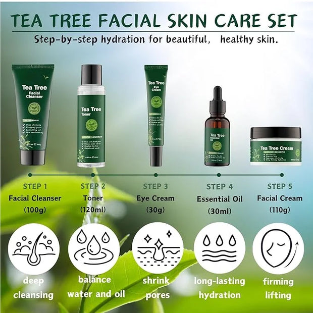 Tea Tree Skincare Set Mother's Day Gifts - 5 Pcs Skin Care Set - Skincare for Girls 10-12 - Skin Care for Teens 10-12 - Gi...