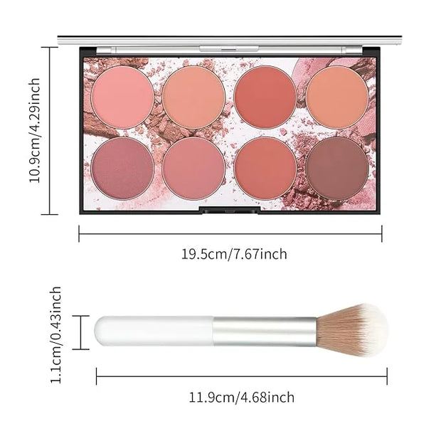 KYDA 8 Colors Face Blush Palette, Natural Matte Blush Palette, Smooth Blendable Powder, Multiuse Blusher Makeup with Conto...