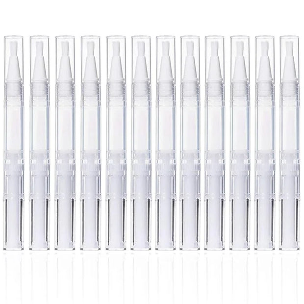 12Pcs 3 ml Empty Nail Oil Pen with Brush Tip, Transparent Twist Pens, Lip Gloss Brush Applicators, Eyelash Growth Liquid T...