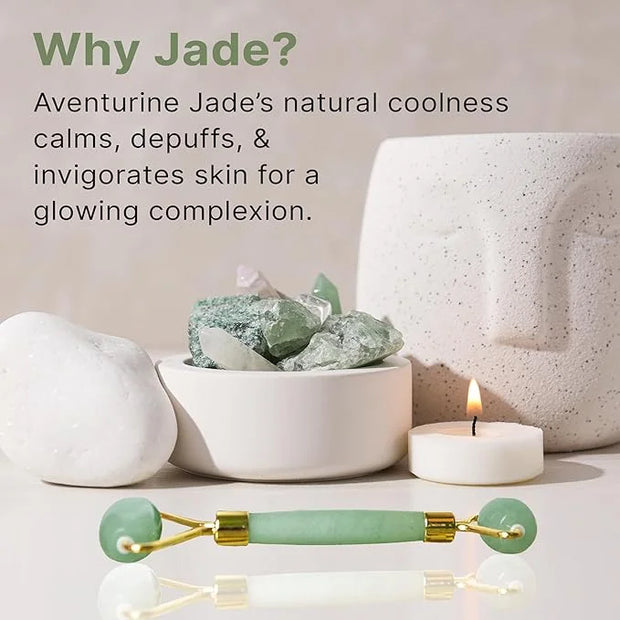 Beauty by Earth Jade Roller for Face - Smoothes Fine Lines & Wrinkles, Face Massager Skin Care Tools with Small Eye Roller...