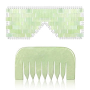 Jade Eye Mask and Jade Comb Set Includes Weighted Eye Mask to Eliminate Wrinkles Puffiness Headache and Migraine Relief Ha...