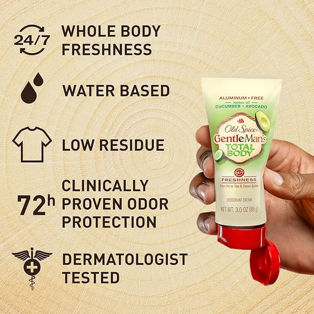 Old Spice Whole Body Deodorant for Men, Total Body Deodorant, Cucumber + Avocado, Aluminum Free Deodorant Cream for 24/7 F...