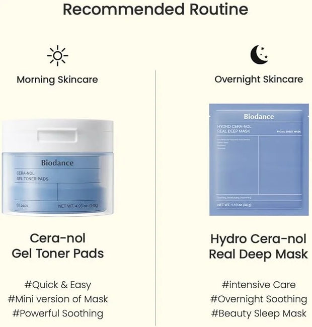 Biodance Cera-nol Gel Toner Pads | Hydrating, Soothing Korean Toner Pads for Sensitive Skin | 4.93 fl.oz.(140g), 60Pads - ...
