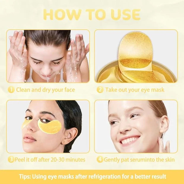 AMY'S DIARY 24K Gold Eye Mask Under Eye Patches (30 Pairs)- Puffy Eyes & Dark Circles Treatments,Reduce Under Eye Bags and...