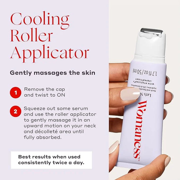 Womaness Let's Neck Firming Serum - Roll On Neck Creams for Tightening and Firming - Daily Crepey Skin Treatment to Smooth...