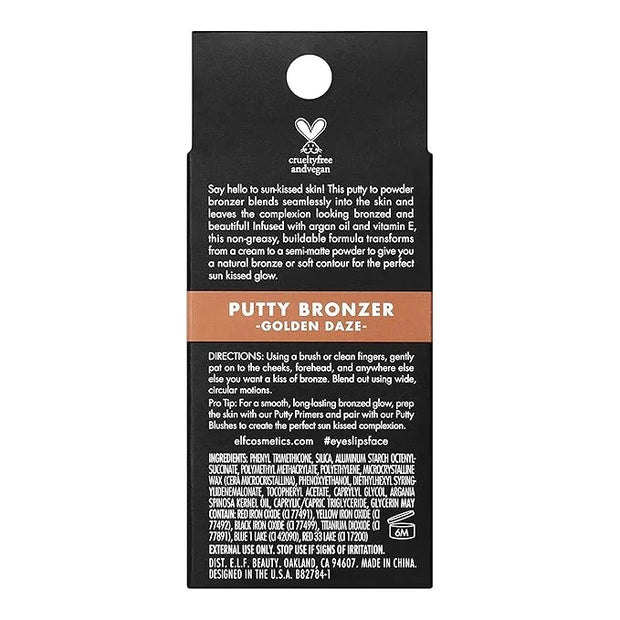 e.l.f. Putty Bronzer, Creamy & Highly Pigmented Formula, Creates a Long-Lasting Bronzed Glow, Infused with Argan Oil & Vit...