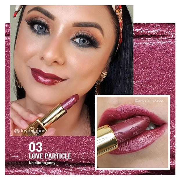 Oulac Burgundy Lipstick for Women with Metallic 3D Shine Lightweight Hydrating Formula, High Impact Lip Color, Vegan Beaut...