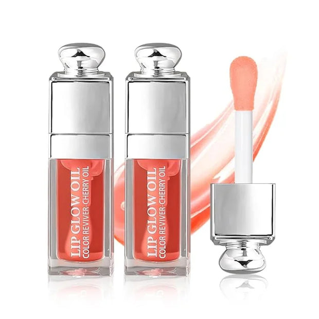 2PCS Hydrating Lip Glow Oil, Lip Oil Gloss Transparent Toot Tinted Nourishing Long Lasting Repairing Lightening Lip Lines ...