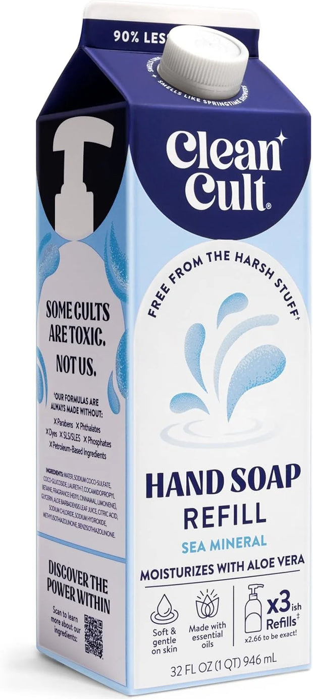 Cleancult Liquid Hand Soap Refill - Sea Minerals - Gentle On Sensitive Skin - Made with Aloe Vera & Essential Oils - Eco F...