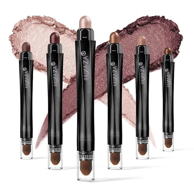 6PCS Cream Eyeshadow Stick Makeup Sets, Metallic And Matte Shimmer Eye Shadow Eye Brightener Stick Pencil Crayon, A05-Wine...