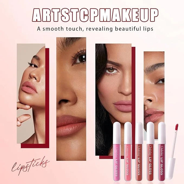 Multicolor Lip Gloss Non-Sticky Matte Long-lasting Color Lip Lacquer Liquid Lipstick Makeup Set Natural Glowy 6 Pcs-01 - P...