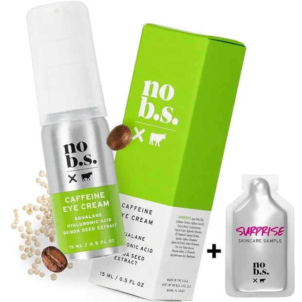 No Bad Stuff - Caffeine Eye Cream with Pure Hyaluronic Acid & Plant Based Squalane Oil, Under Eye Cream for Dark Circles &...