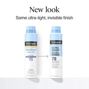 Neutrogena Ultra Sheer Body Mist Sunscreen Spray, Broad Spectrum SPF 70, Lightweight Spray Sunscreen, Non-Greasy & Water R...