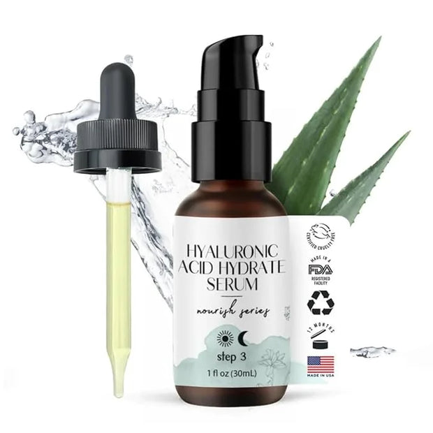 Hyaluronic Acid Face Serum - Hydrating Anti Wrinkle Anti Aging Facial Serum - With Vitamin C and E, Green Tea, Jojoba Oil ...