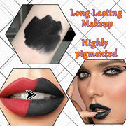 Black Velvet Matte Liquid Lipstick and Lip Liner Set - Smudge-proof, Long-lasting, Waterproof Black Lip Gloss Stain and Li...