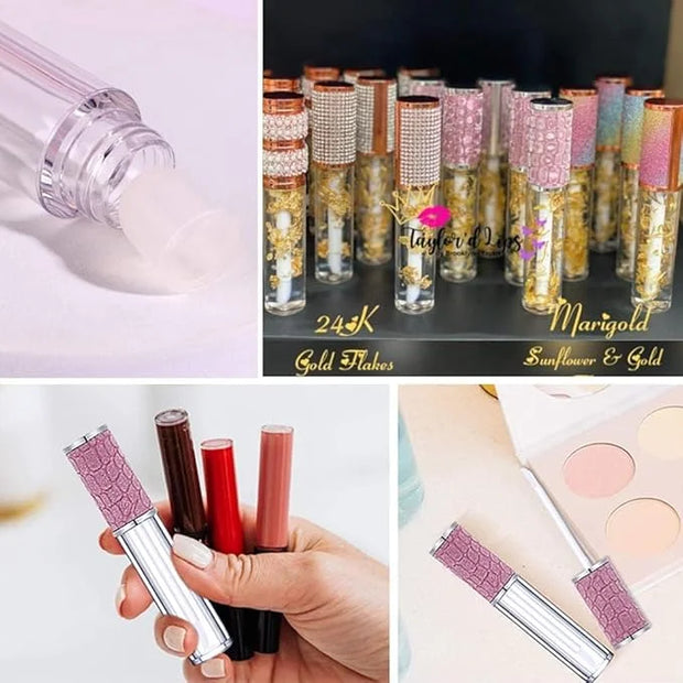 AMORIX 6pcs Lip Gloss Tubes with Wand 5ml Empty Lip Gloss Containers Purple Lipgloss Bottles Crystal Lip Supplies Kit with...