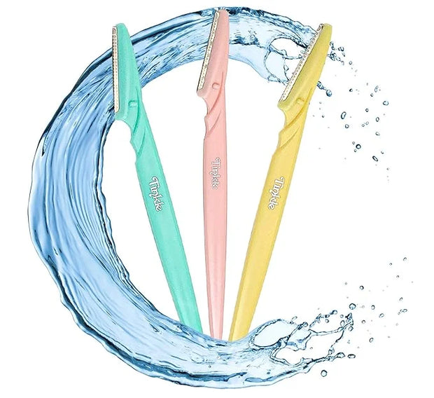 Tinkle Dermaplaning Tool 3ct, Dermaplane Razor for Women, Safe and Easy Peach Fuzz Remover, Eyebrow Trimmer with Protectiv...
