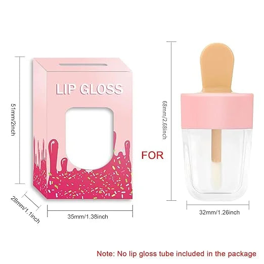 15 Pack Ice-cream Lip Gloss Tube Boxes Packaging, Pink Lip Gloss Boxes for 2.68x1.62 Inch Ice Cream Shaped Empty Lipgloss ...
