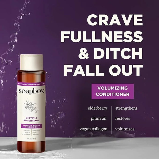 Soapbox Biotin & Superfruit Shampoo & Conditioner Set with Vegan Collagen, Aloe and Shea Butter, Harsh Sulfate Free, Parab...