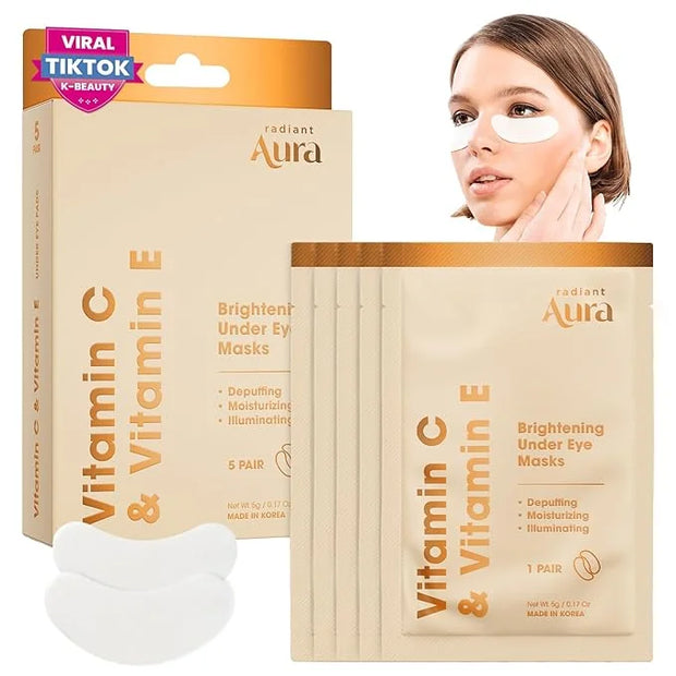 Under Eye Patches with Vitamin C & E - Dermatologist Tested Korean Eye Gel Patches for Puffy Eyes and Dark Circles - Hydra...