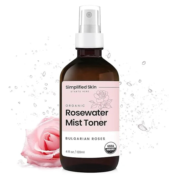 Rose Water Spray for Face & Hair - Organic USDA Certified Rosewater Facial Toner - Alcohol-Free Makeup Setting Hydrating F...