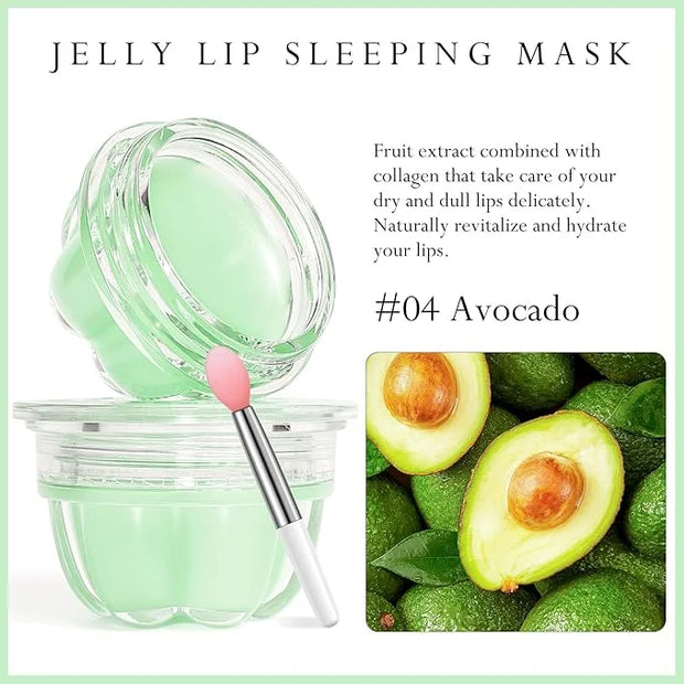2Pc Jelly Lip Mask Overnight,Fruity Avocado Collagen-Avocado