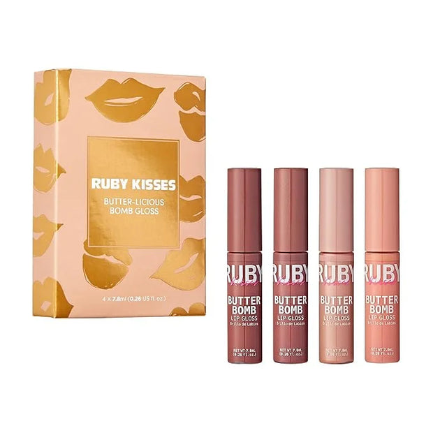Ruby Kisses Lip Gloss Butter Bomb Gloss Non-Sticky Lip Gloss Vitamin E Natural Nude Lip Makeup- 7.8mL (0.26 US fl.oz) (Bli...