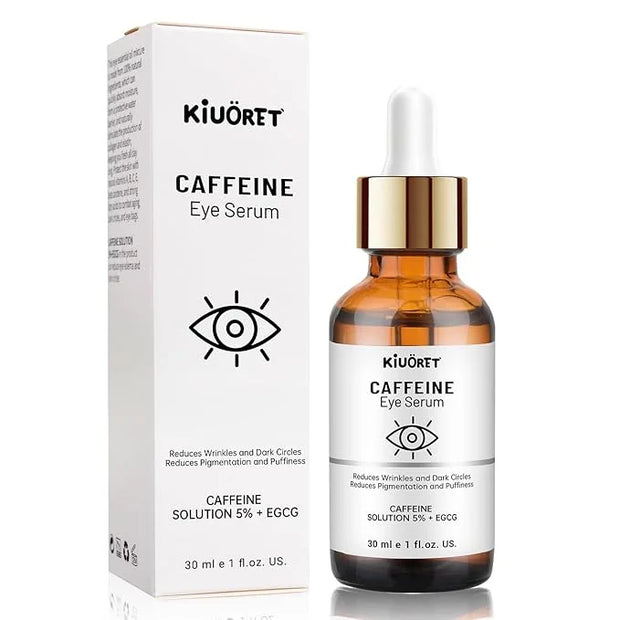 Caffeine Eye Serum with EGCG, 5% Caffeine Solution for Eyes Reduces Pigmentation and Puffiness, Under Eye Serum for Dark C...