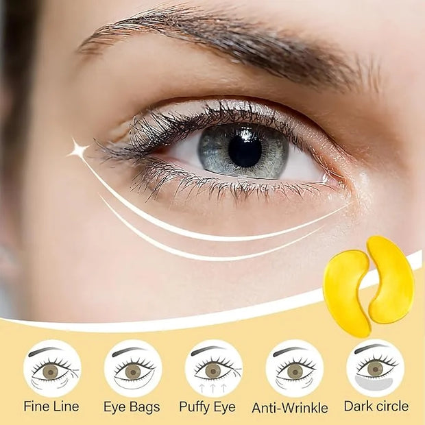 30 Pairs Under Eye Patches,Gold Under Eye Mask,Eye Masks Skincare Enriched with Collagen,Eye Patches for Puffy Eyes and Da...