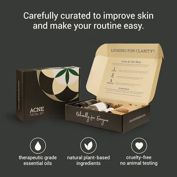 Herb’N Eden - Acne Facial Kit - Cleanse, Mask, Tone, & Moisturize - Natural Ingredients & Essential Oils - Made in USA - 5...