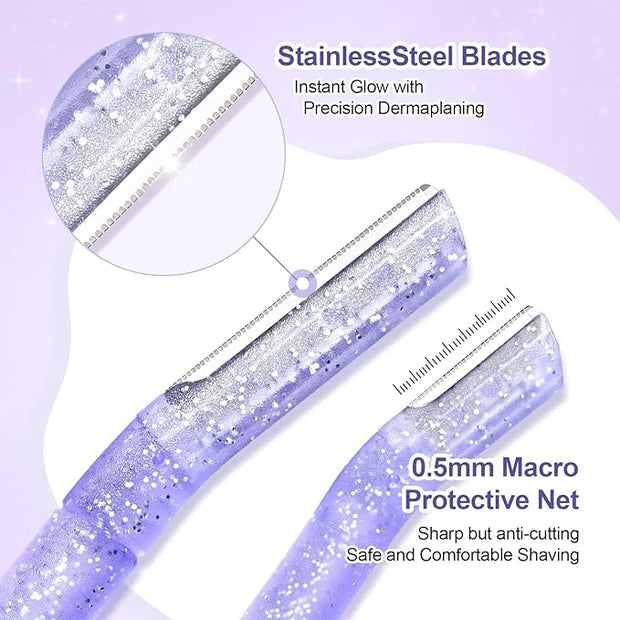 Women’s Dermaplane Razor for Face & Eyebrow - Anti-Cutting Japanese Blades for Eyebrow and Facial Hair Removal, Achieve Si...