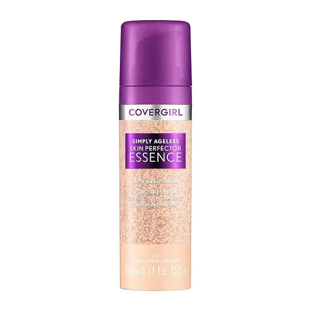 Covergirl Simply Ageless Skin Perfector Essence Foundation, 20 Light, Tinted Skin Perfector, Skincare Makeup Hybrid, Sheer...