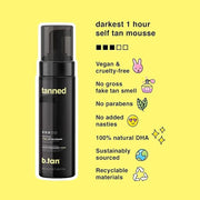 b.tan Dark Self Tanner Mousse | Get Tanned - Best, 1 Hour Express Sunless Tanning Foam, No Fake Tan Smell, Ultra Dark Bron...