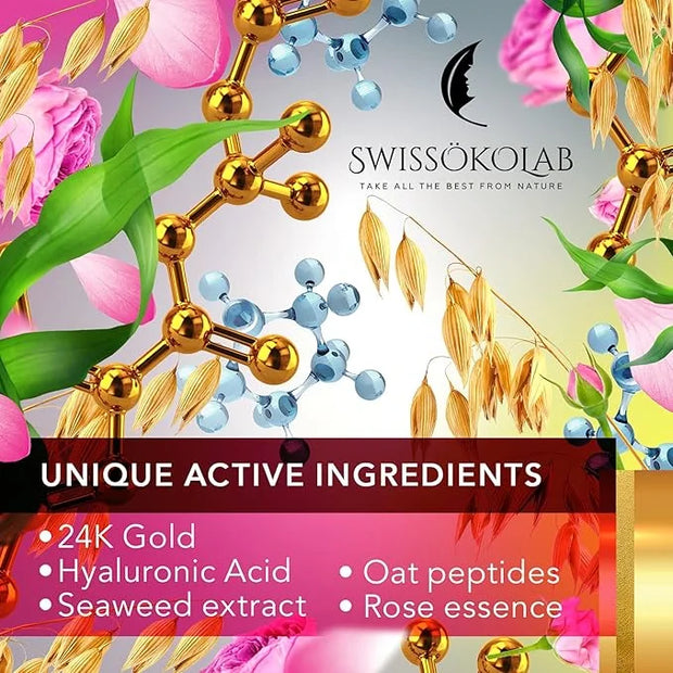 SWISSÖKOLAB Under Eye Patches For Puffy Eyes 24k Gold Eye Mask Dark Circles And Puffiness Collagen Eye Gel Pads Moisturizi...