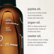 Maude Oil No. 0 - Hydrating Organic Massage + Body Oil - Skin Moisturizer with Organic Jojoba, Coconut & Castor Oil - Rich...
