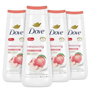 Dove Body Wash Rebalancing White Peach & Rice Milk, 4 Count for Renewed, Healthy Looking Skin, Moisturizing Gentle Skin Cl...