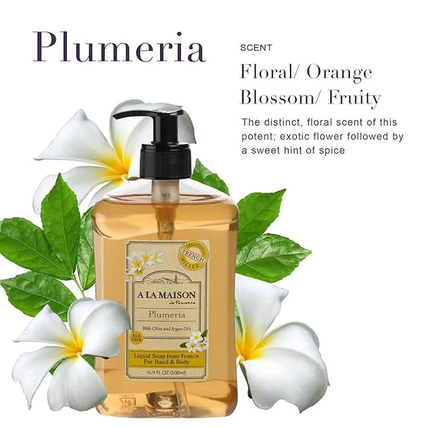 A LA MAISON French Liquid Hand Soap, Plumeria - Natural Hand Wash Made with Essential Oils - Biodegradable, Plant-Based, V...
