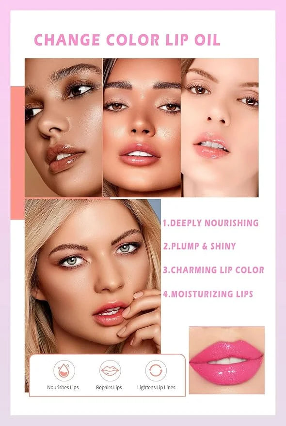 2 Pcs Magic Color Changing Lip Oil, Long Lasting Moisturizing Lip CareNon-Sticky Fresh Texture Glimmer Lip Glow Oil. (Magi...