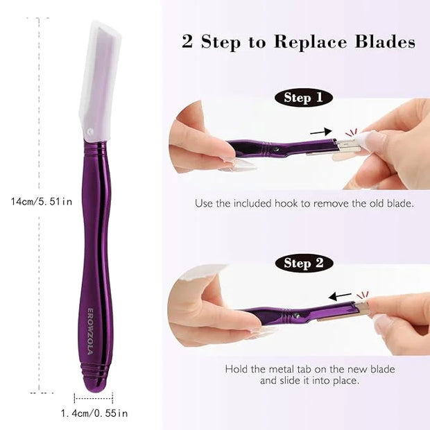 Dermaplane Razor for Women Face with 6 Refill Blades, Dermaplaning Tool Face Razors for Removes Facial Hair, Peach Fuzz, R...