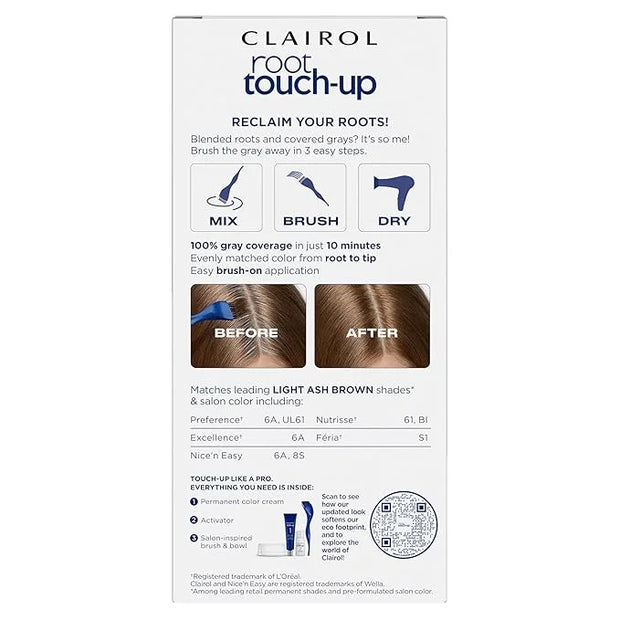 Clairol Root Touch-Up by Nice'n Easy Permanent Hair Dye, 6A Light Ash Brown Hair Color, Pack of 2 - Product Image