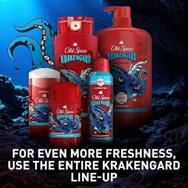 Old Spice Cleansing Body Wash for Men, 3X Defense, 24/7 Shower Fresh with Lasting Scent, 2-in-1 Body & Face Wash, Krakenga...