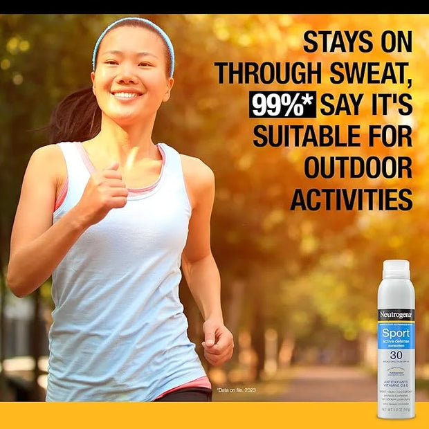 Neutrogena Sport Active Defense SPF 30 Sunscreen Spray, Sweat & Water Resistant Spray Sunscreen with Broad Spectrum UVA/UV...