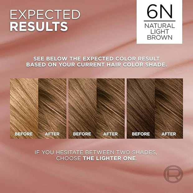 L’Oreal Paris Excellence Universal Nudes Permanent Hair Color, Ammonia Free Hair Dye for Gray Hair Coverage, 6N Natural Li...