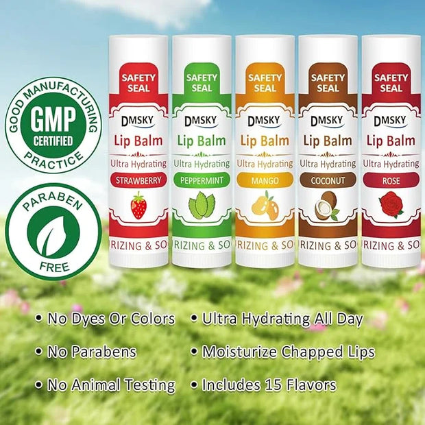 DMSKY 30 Pack Lip Balm, Natural