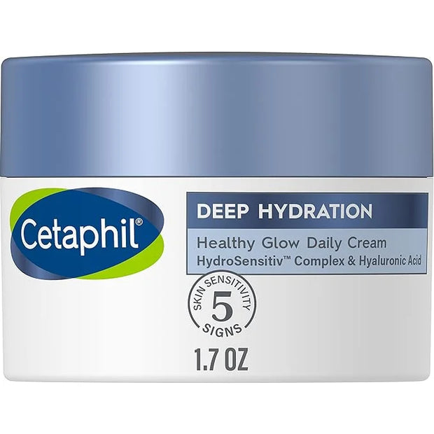 Cetaphil Deep Hydration Healthy Glow Daily Face Cream, 1.7 oz, 48 Hour Dry Skin Face Moisturizer for Sensitive Skin, With ...