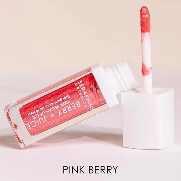 Seraphine Botanicals Berry + Juice - 100% Vegan Lip Gel Tinted Gloss 0.20 fl oz (Pink Berry) - Product Image