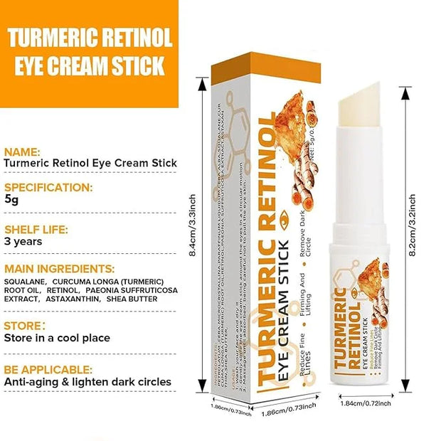 Turmeric Retinol Eye Cream Stick,Lumibalm for Under Eye Bags,Lumistick Eye Turmeric Retinol,Anti Aging Eye Balm Stick Hydr...